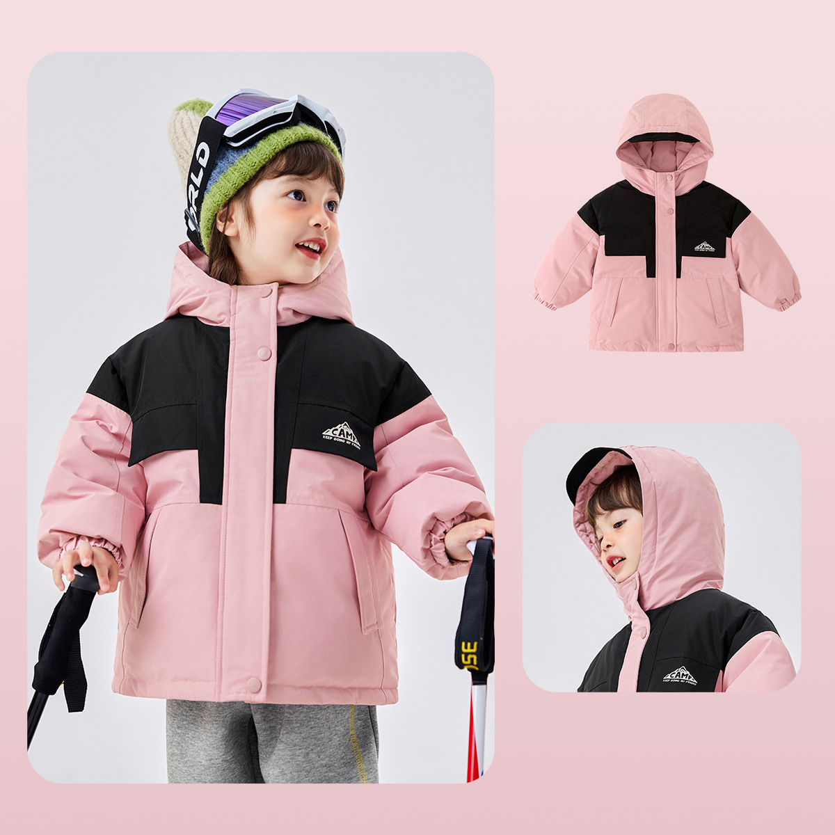 杜邦三防兒童連帽羽絨服