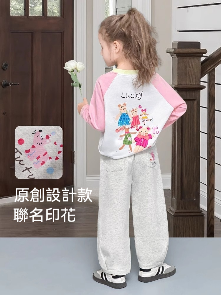 女童印花休閒運動褲