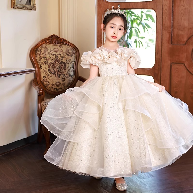 兒童輕奢紫色禮服裙