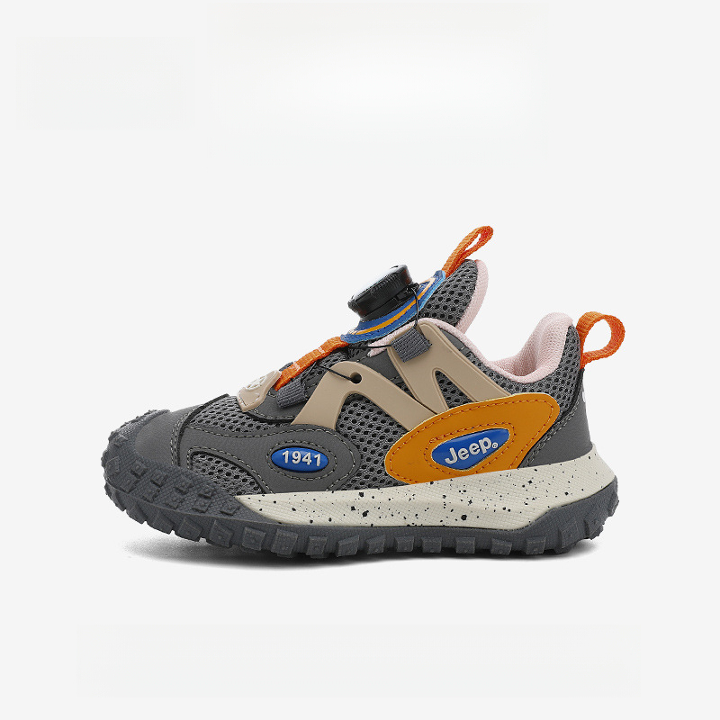 男童夏季旋轉紐扣網面透氣休閒運動鞋