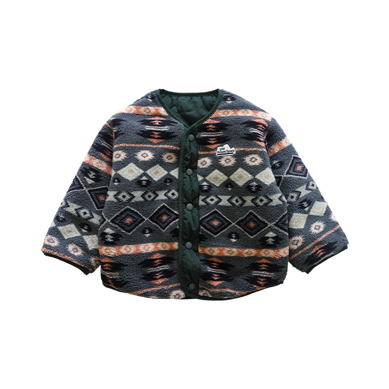 女童民族風加絨加厚奧粒絨雙面穿外套