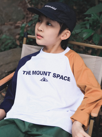 男童春季撞色插肩透氣印花長袖T恤打底衫