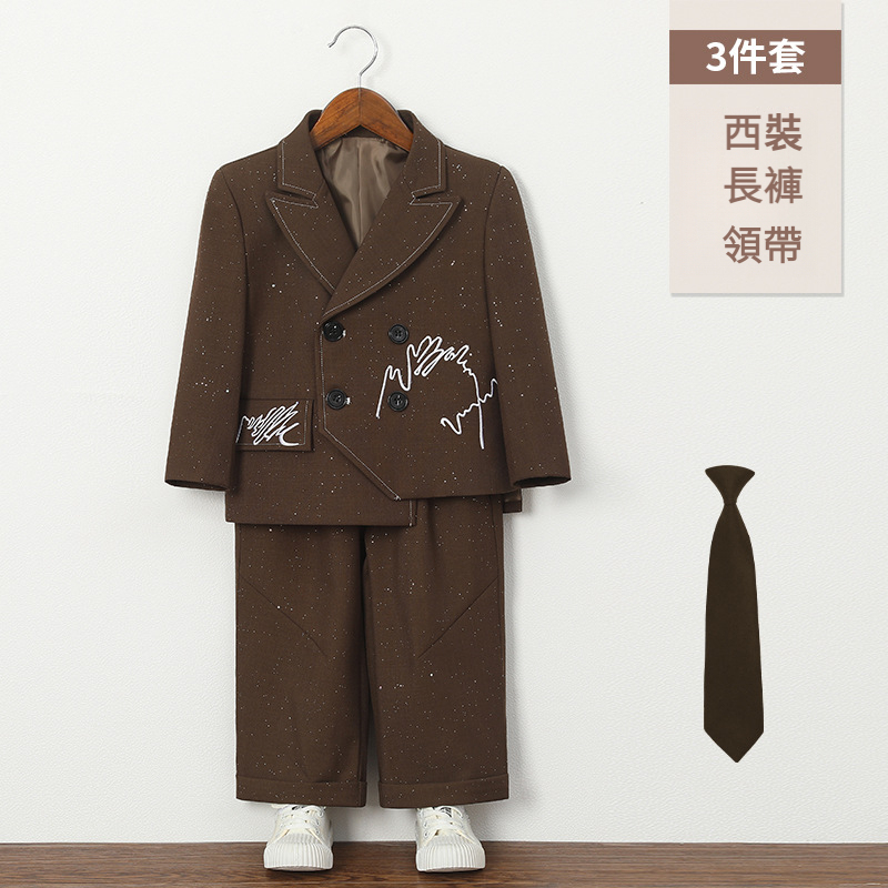 兒童復古滿天星刺繡西服