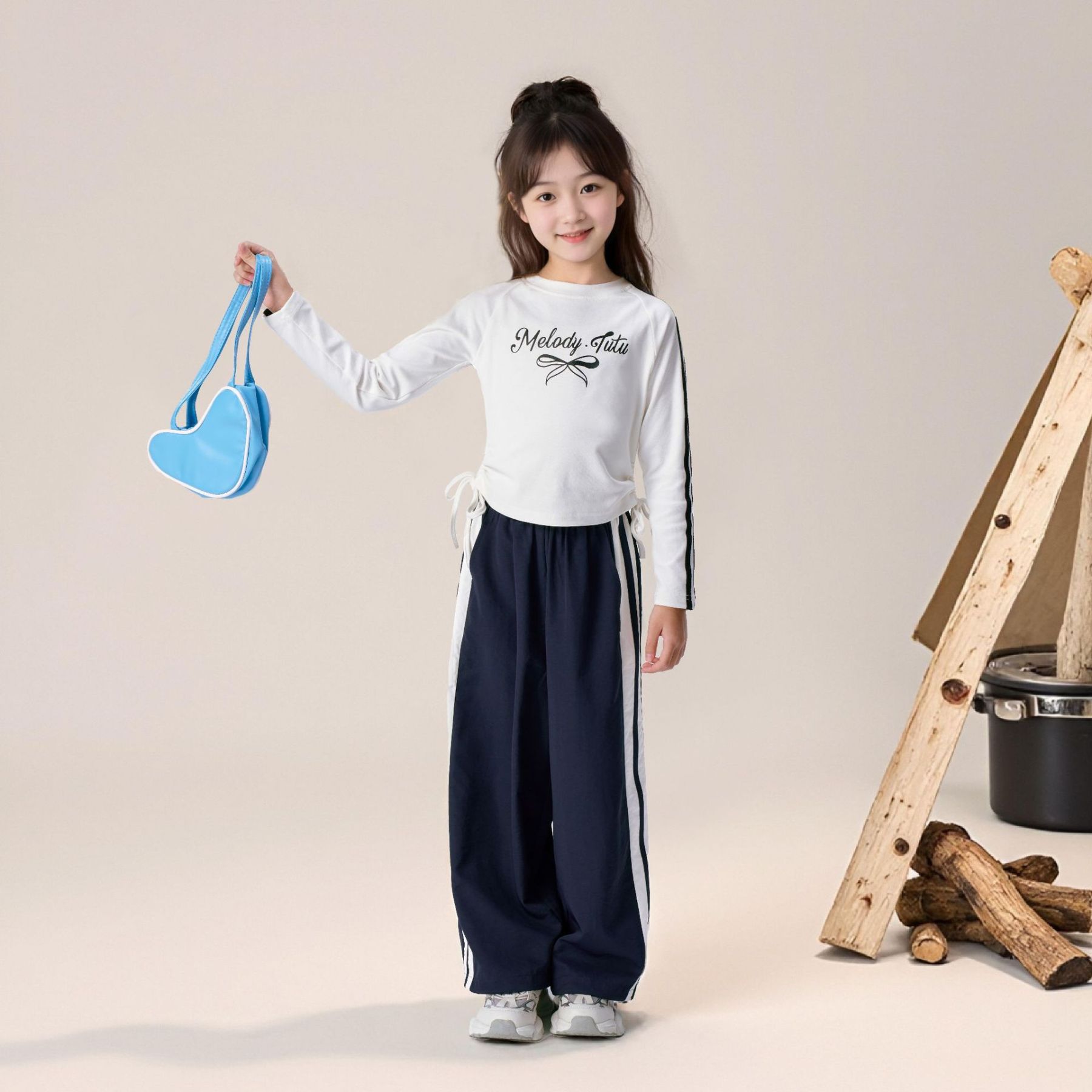 春季新款短款T恤長袖抽繩收褶打底衫