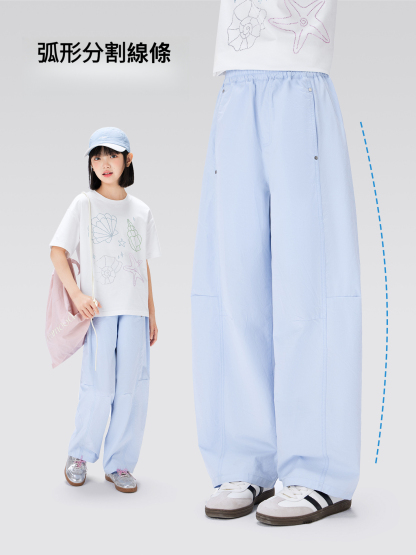 女童夏季薄款全棉透氣彎刀褲