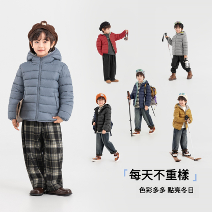 兒童秋冬雲感連帽防潑水棉服