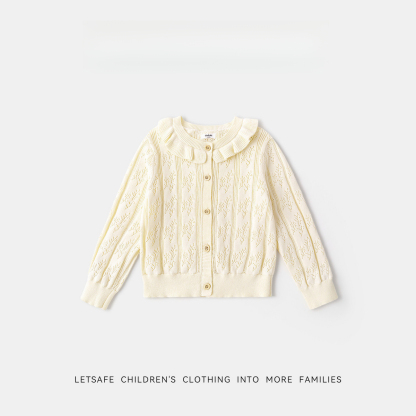 女童鏤空針織開衫