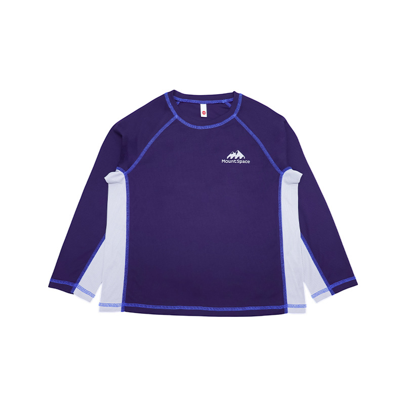 男童春季吸濕速乾拼接明綫長袖T恤