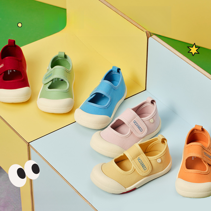 兒童春季大魔術貼軟底帆布鞋