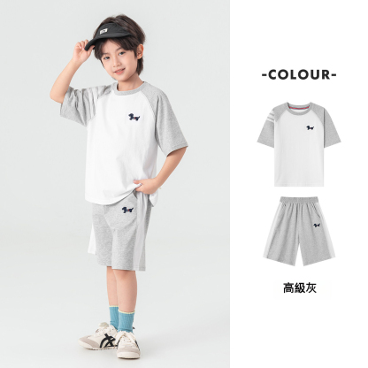 男童學院風短袖短褲運動套裝