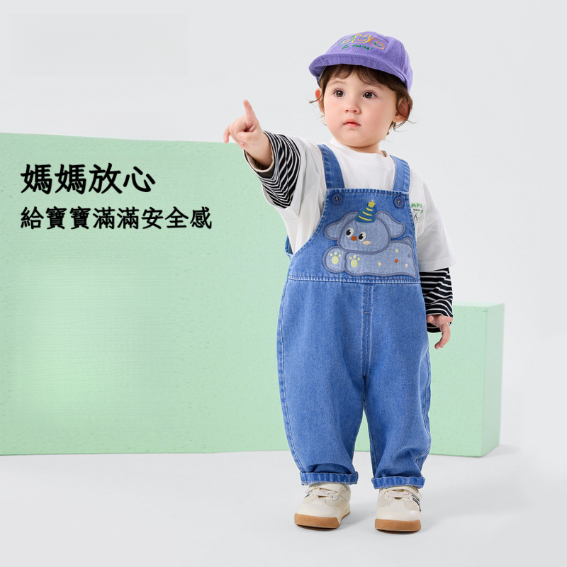 春款兒童實用軟萌牛仔背帶褲