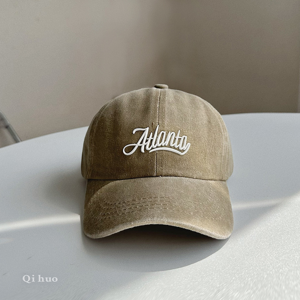 兒童字母水洗做舊鴨舌帽