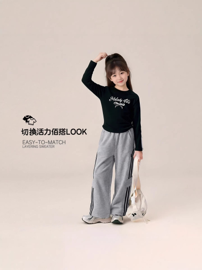 春秋款女童直筒褲運動褲