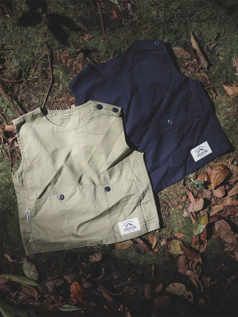 兒童工裝戶外梭織棉馬甲