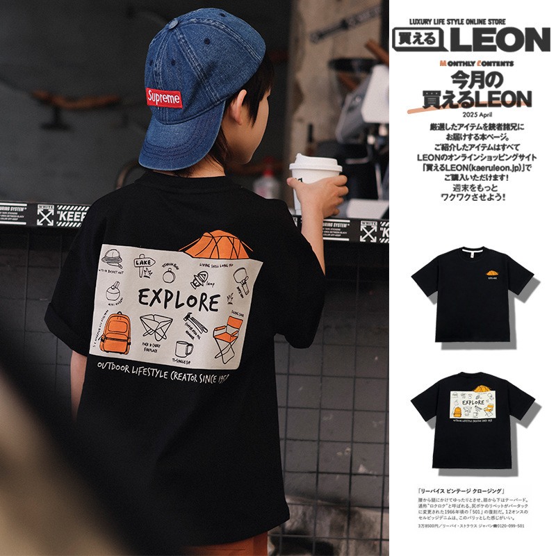 兒童戶外露營印花T恤