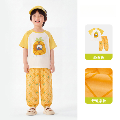 兒童清爽童趣短袖長褲套裝