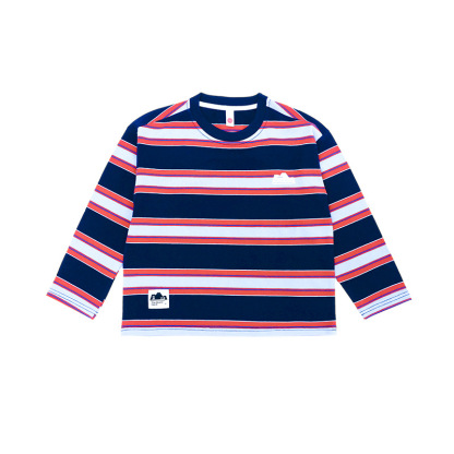 親子裝女童春季撞色條紋休閑長袖打底衫