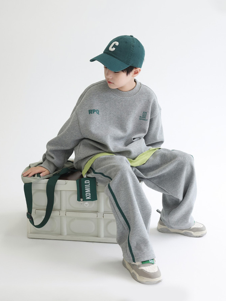 春秋季重磅兒童圓領衛衣兩件套運動套裝