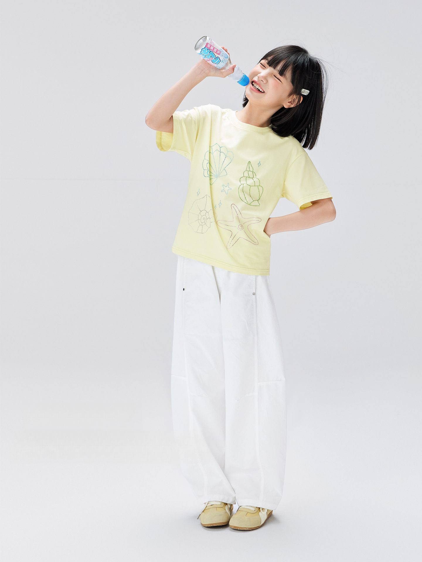 女童夏季薄款全棉透氣彎刀褲