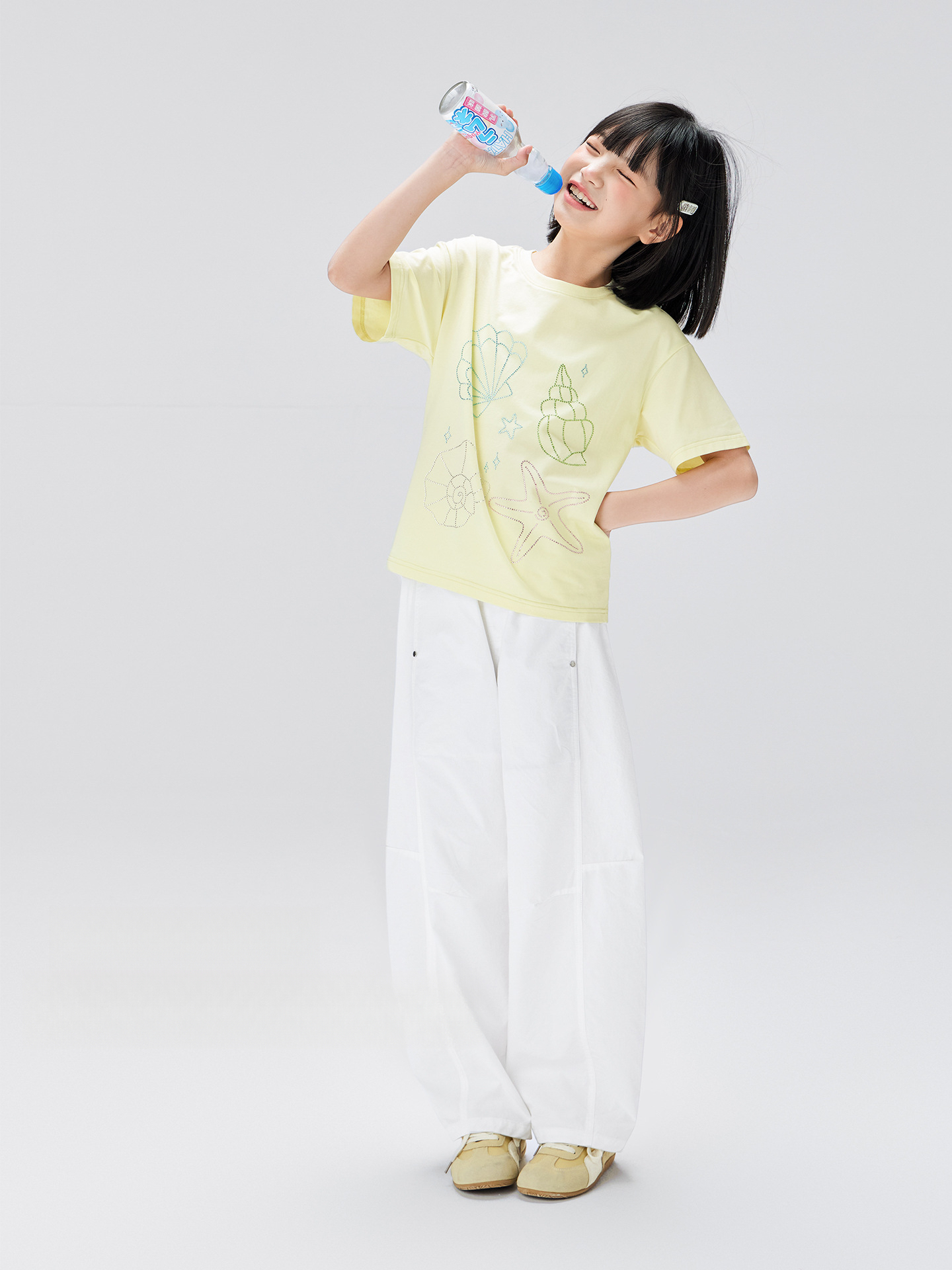 女童夏季薄款全棉透氣彎刀褲