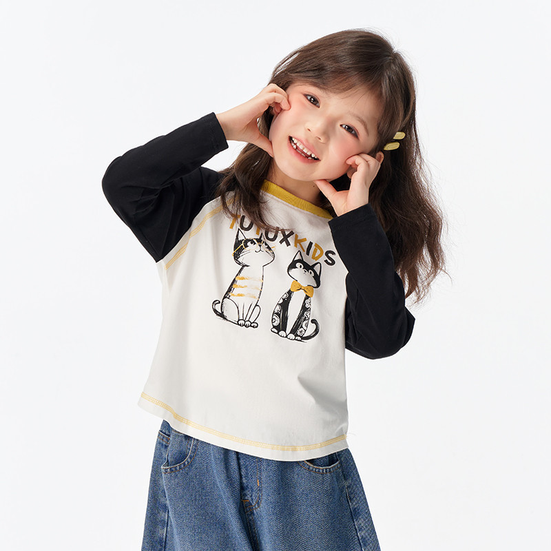 春季女童寬鬆彎刀直筒牛仔褲