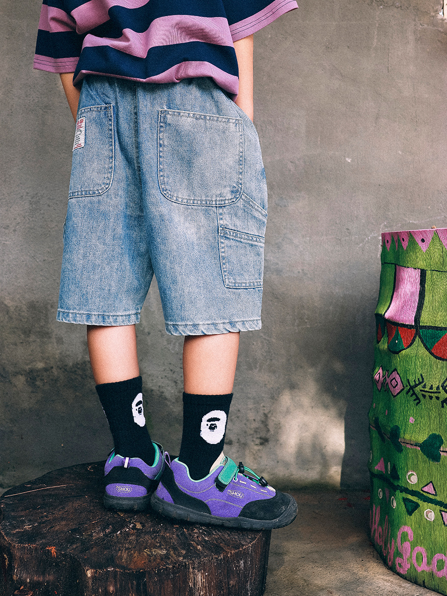兒童夏季復古牛仔短褲