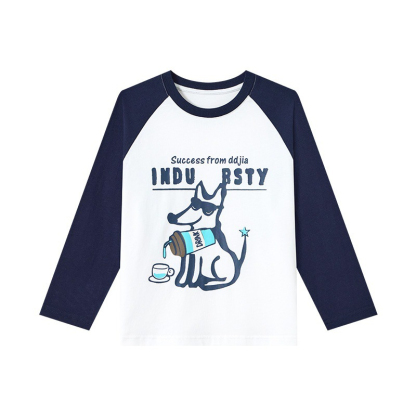 春秋男童美式小狗純棉長袖T賉