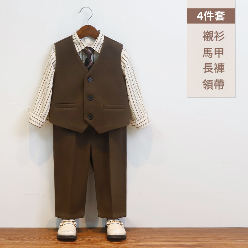 兒童秋冬休閒格子外套西服