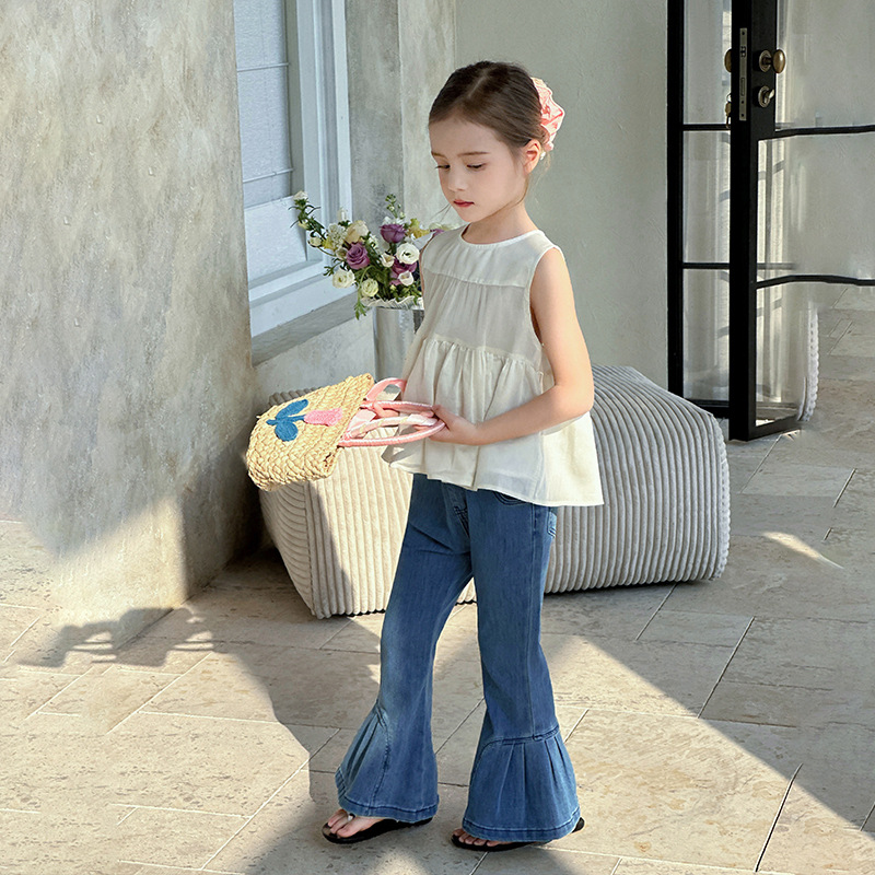 男童女童春秋韓版甜美時尚喇叭褲