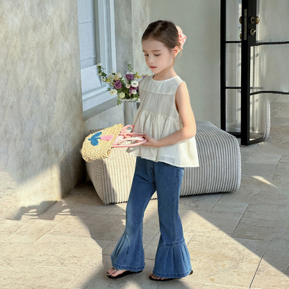 男童女童春秋韓版甜美時尚喇叭褲