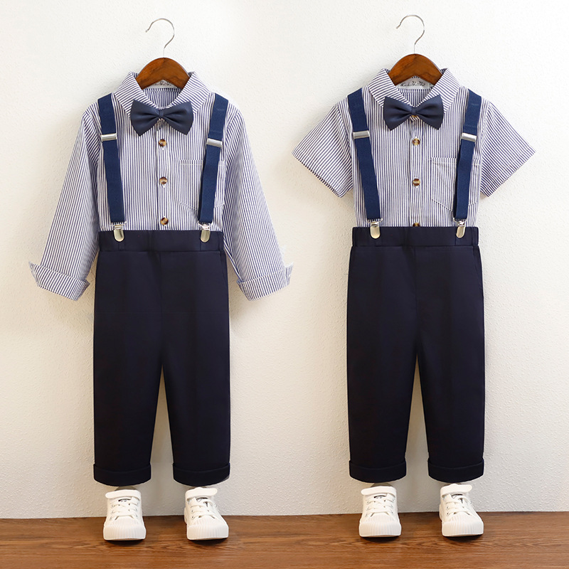 男童春夏韓版條紋背帶褲