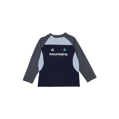 親子裝兒童長袖 T恤復古拼接運動打底衫