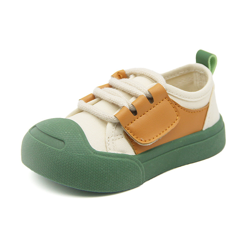 兒童春季魔術貼帆布運動鞋