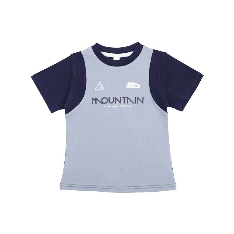 兒童修身款拼色透氣短袖t恤親子裝