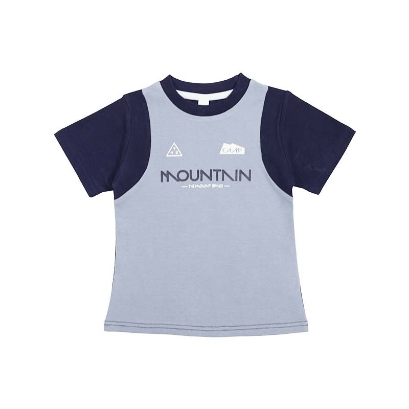 兒童修身款拼色透氣短袖t恤親子裝