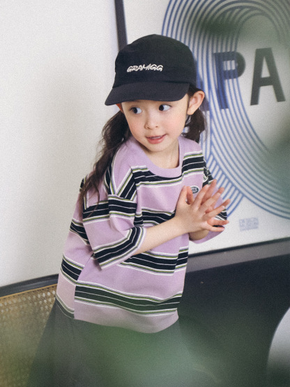 兒童復古條紋短袖T恤