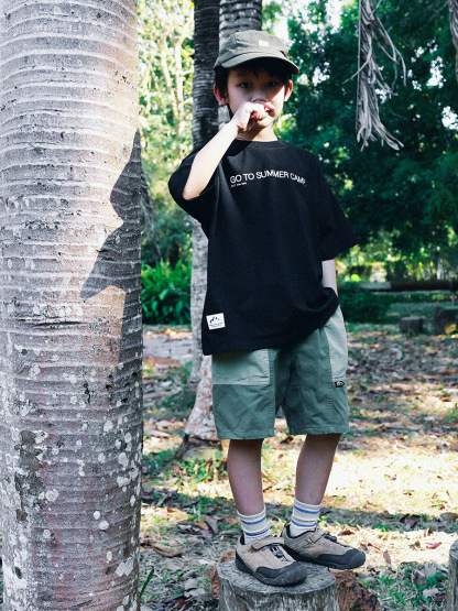 兒童夏季日系重磅復古水洗棉短褲