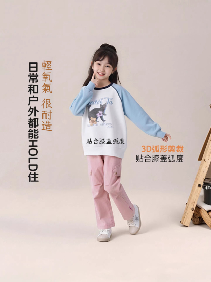 春季新款女童工裝褲直筒褲