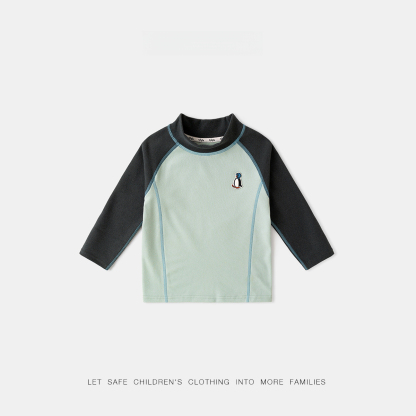 兒童秋冬拼色打底衫