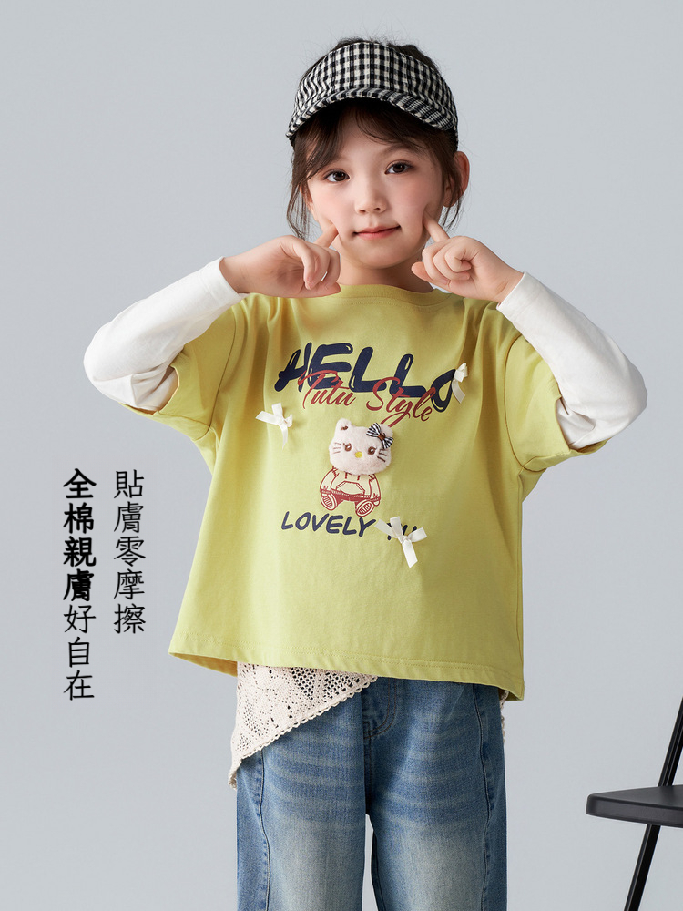 春季新款女童 立體卡通T恤