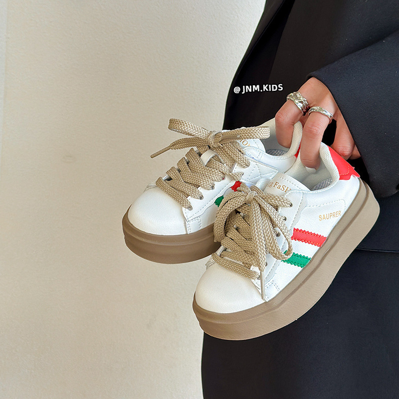 韓版兒童春秋低幫白色運動鞋