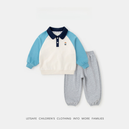 春季兒童polo領衛衣休閒褲套裝