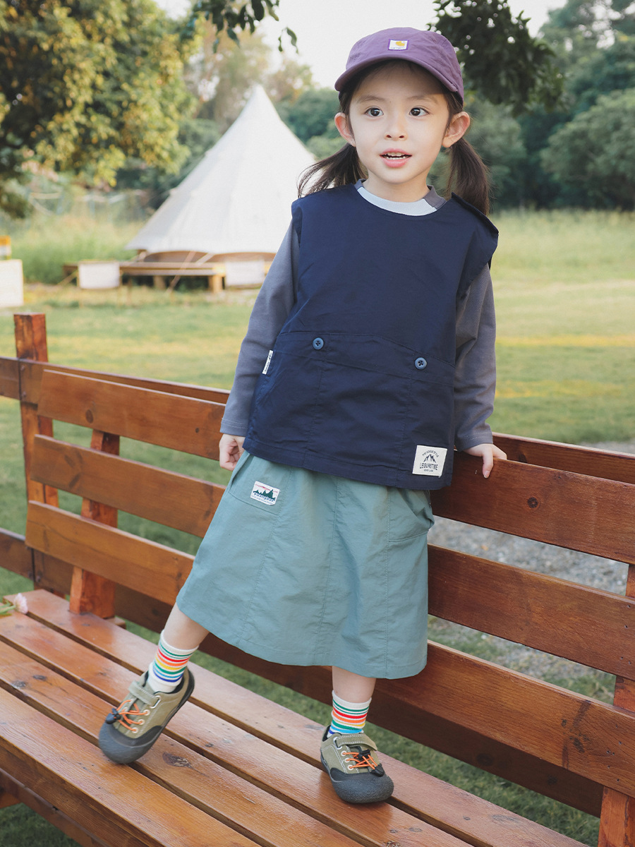 兒童工裝戶外梭織棉馬甲