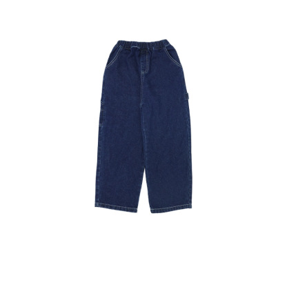 兒童春季復古工裝水洗直筒牛仔褲