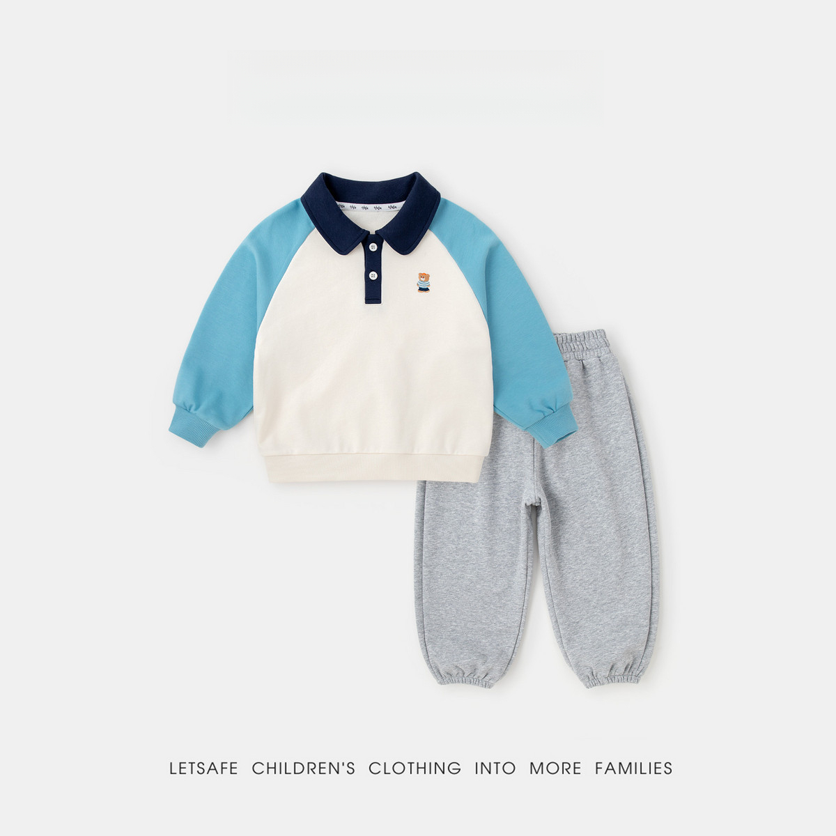 春季兒童polo領衛衣休閒褲套裝