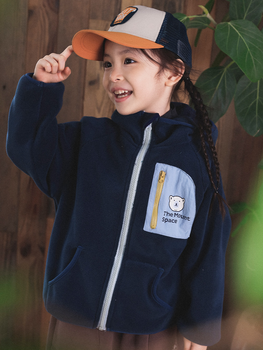 兒童雙面奧粒絨立領拉鏈開衫保暖外套