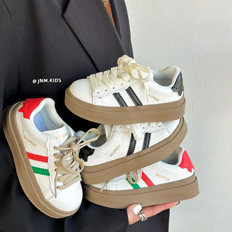 韓版兒童春秋低幫白色運動鞋