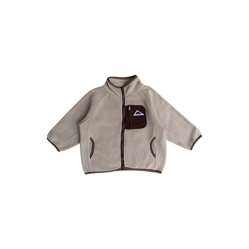 秋冬兒童搖粒絨外套立領上衣