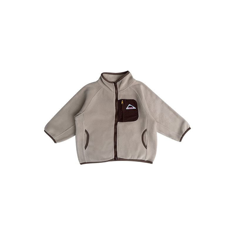 秋冬兒童搖粒絨外套立領上衣