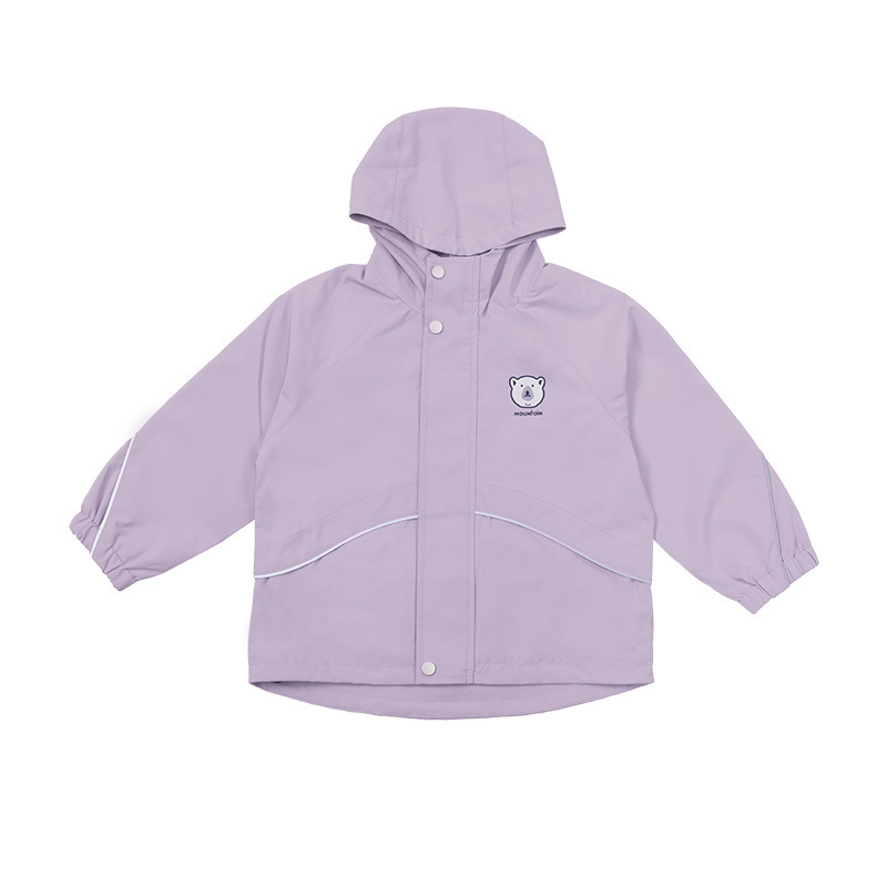 女童春季連帽軟殼印花立領外套